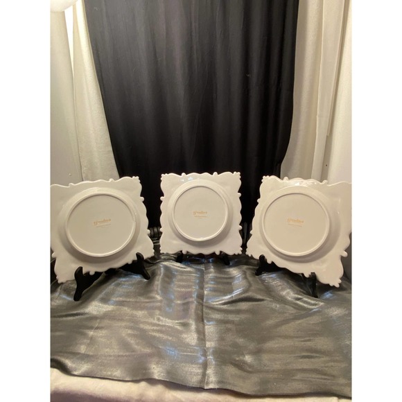 Set of Three Redoute Roses Collection Square Plates by Baum Bros. formalities - Picture 14 of 16